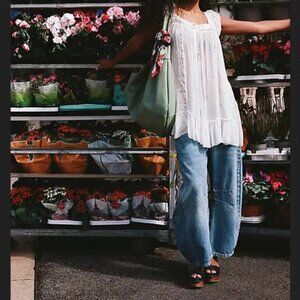 Free People Olivia Dress White Flutter Sleeve White New